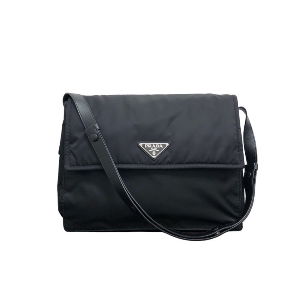 Prada Renylon Large Shoulder Bag Black Nylon Unisex
